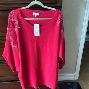 Siren Lily Vibrant Red Women's Sweatshirt with Floral Accents